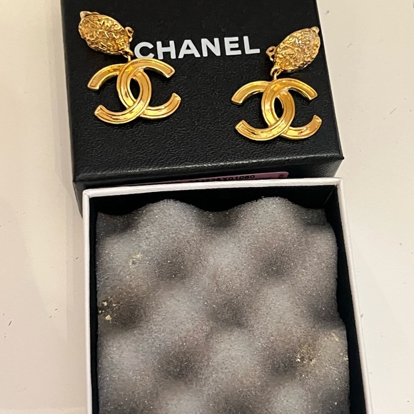CHANEL Gold Iconic CC Stud Earrings